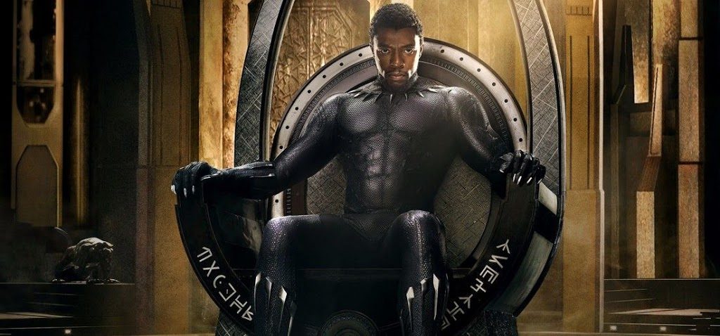 Black Panther sits on his throne